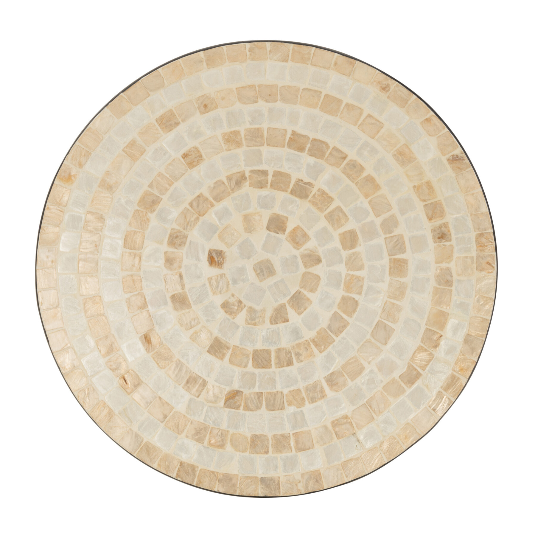 J-Line plat Rond Coquillages - mosaique/papier - beige