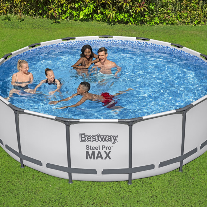 Bestway Piscine hors sol tubulaire ronde Bestway Steel Pro Max 457 x 122 cm gris clair