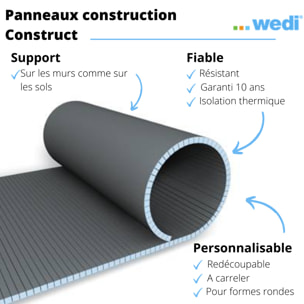 Panneaux de construction WEDI Construct, formes rondes longitudinal 250 x 60 x 5 cm