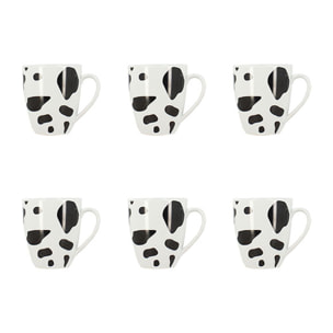 Lot de 6 mugs vache 35cl en porcelaine ANIMALS