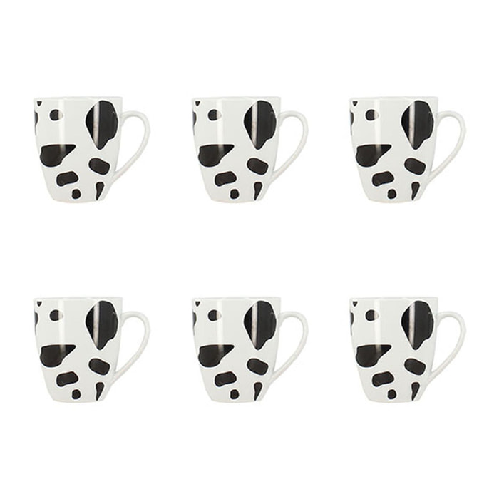 Lot de 6 mugs vache 35cl en porcelaine ANIMALS