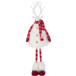 J-Line figurine Cerf Fourrure + Écharpe - polyrésine - blanc/rouge - medium