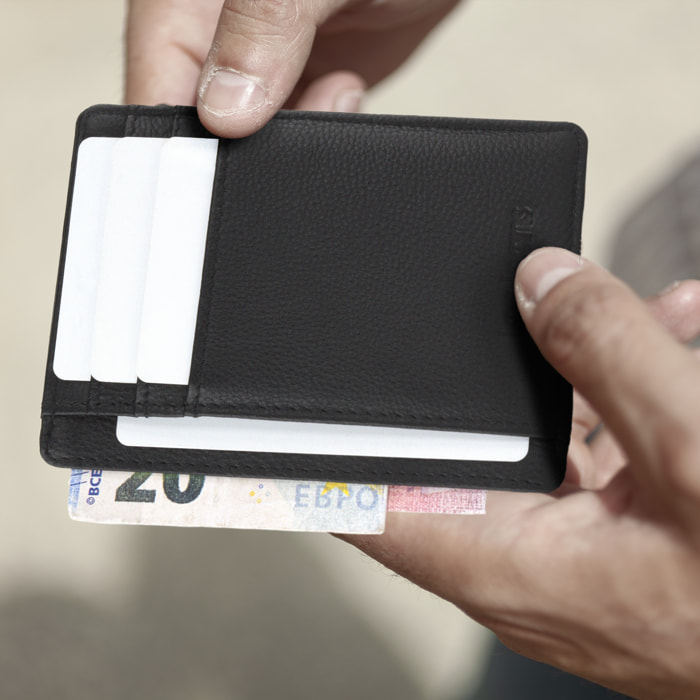 Tarjetero Piel Hombre Lois Wilson Negro