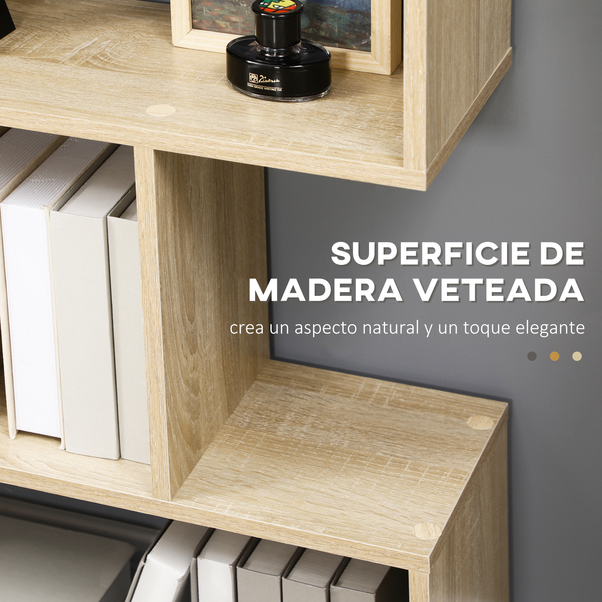 Librería de 6 Niveles, Estantería para Libros, 80x23x192 cm, Estantería Moderna para Salón, Dormitorio, Estudio, Oficina, Roble