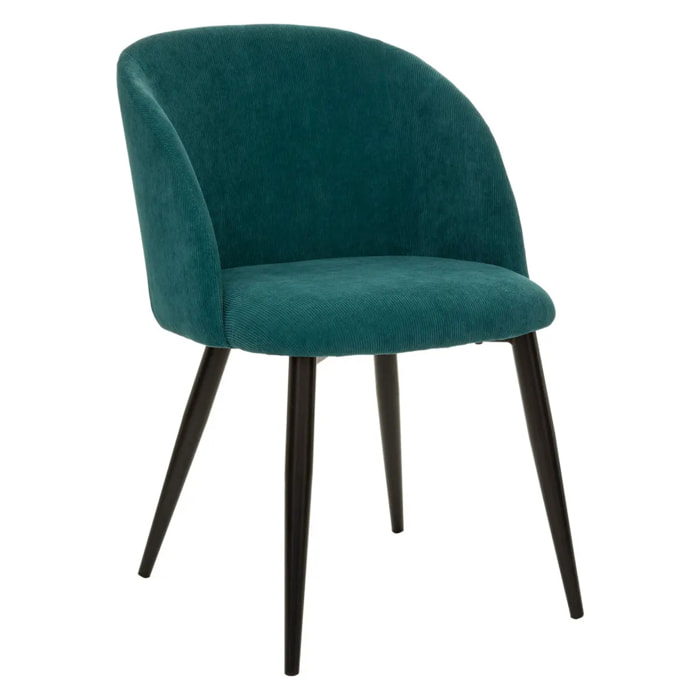 Fauteuil "Celeste" - vert jade - velours côtelé - pieds métal noir