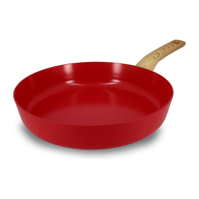 Poêle 28cm avec revêtement céramique rouge - tous feux COLORAMA