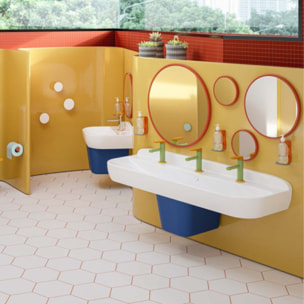 Lavabo pour enfant VITRA Sento Kids 125 cm + cache siphon bleu + siphon et bonde WIRQUIN