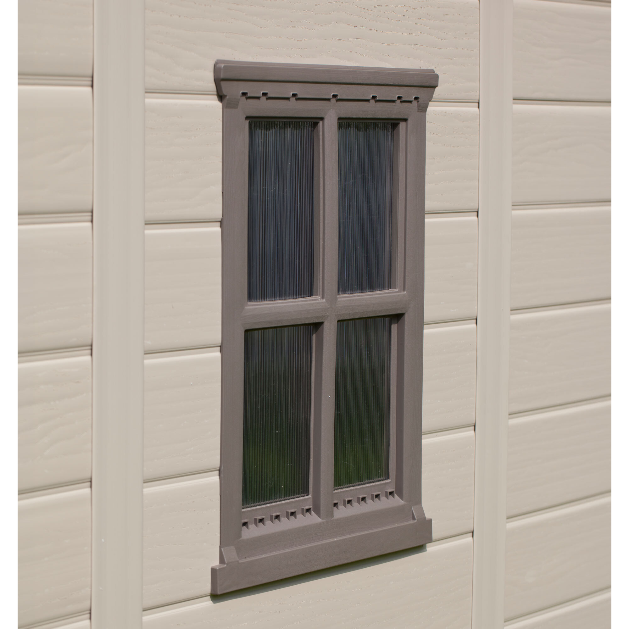 Factor 8x6 - Casetta da Giardino 256,50x243x182 cm 2 Ante per deposito attrezzi finitura effetto legno in Resina Beige