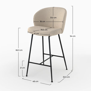 Chaise de bar en tissu bouclé beige 66 cm - Groom