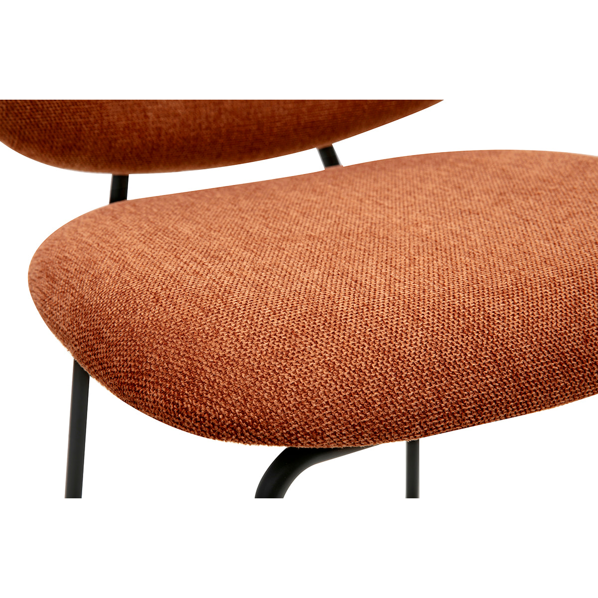 Tabourets de bar en tissu effet velours texturé terre brûlée et métal H66.5 cm BARNET (lot de 2)