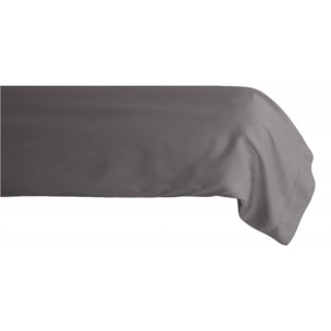 Taie de traversin percale pur coton peigné longues fibres 80 fils/cm² Vent du sud - Ardoise - 43 x 195 cm