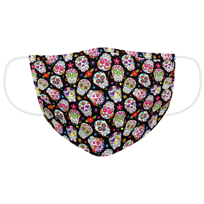 Naturals - Mascarilla Higiénica - Reutilizable - Estampada - Microfibra - Skulls CooL
