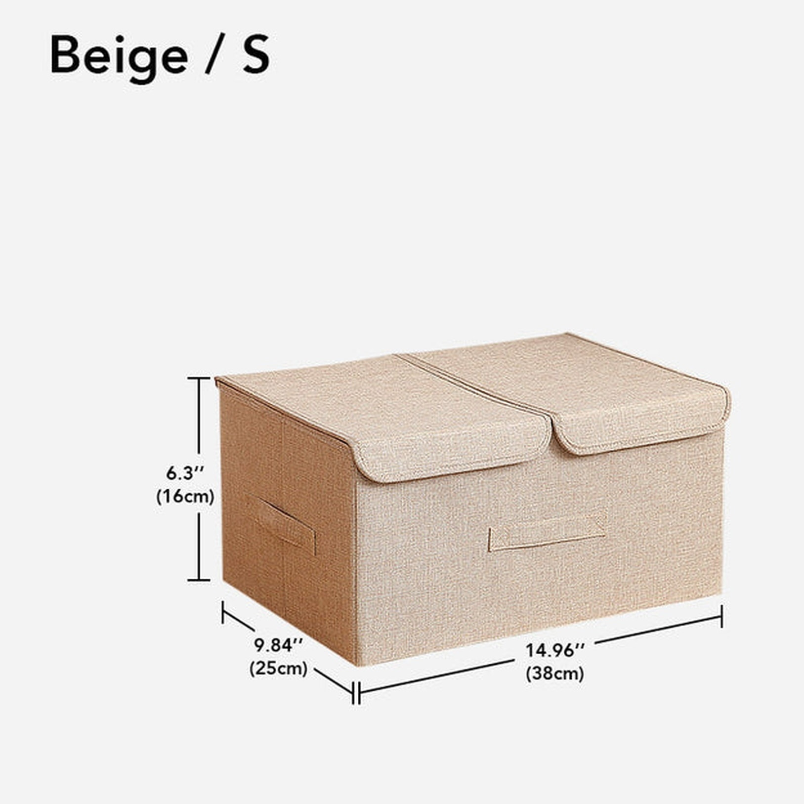 Caja de almacenamiento de ropa de tela plegable con tapa color beige 15l joybos