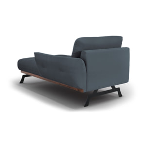 Méridienne droite "Olivier" en tissu structurel bleu