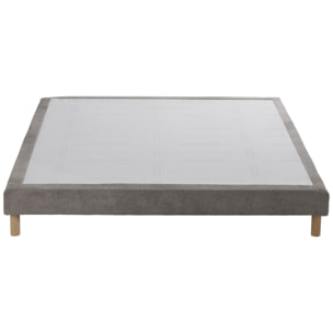 Sommier tapissier EDEN gris clair, bois massif, chenille bouclettes