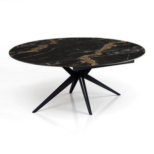 Table à manger extensible Tomasucci FACT, en céramique, marbre noir, gris, 160 x 90-125-160 cm