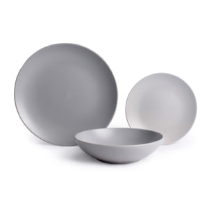 Servizio piatti 18 pezzi in ceramica - GRIGIO