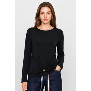 Kocca - Blusa girocollo a maniche lunghe con nodo frontale Donna