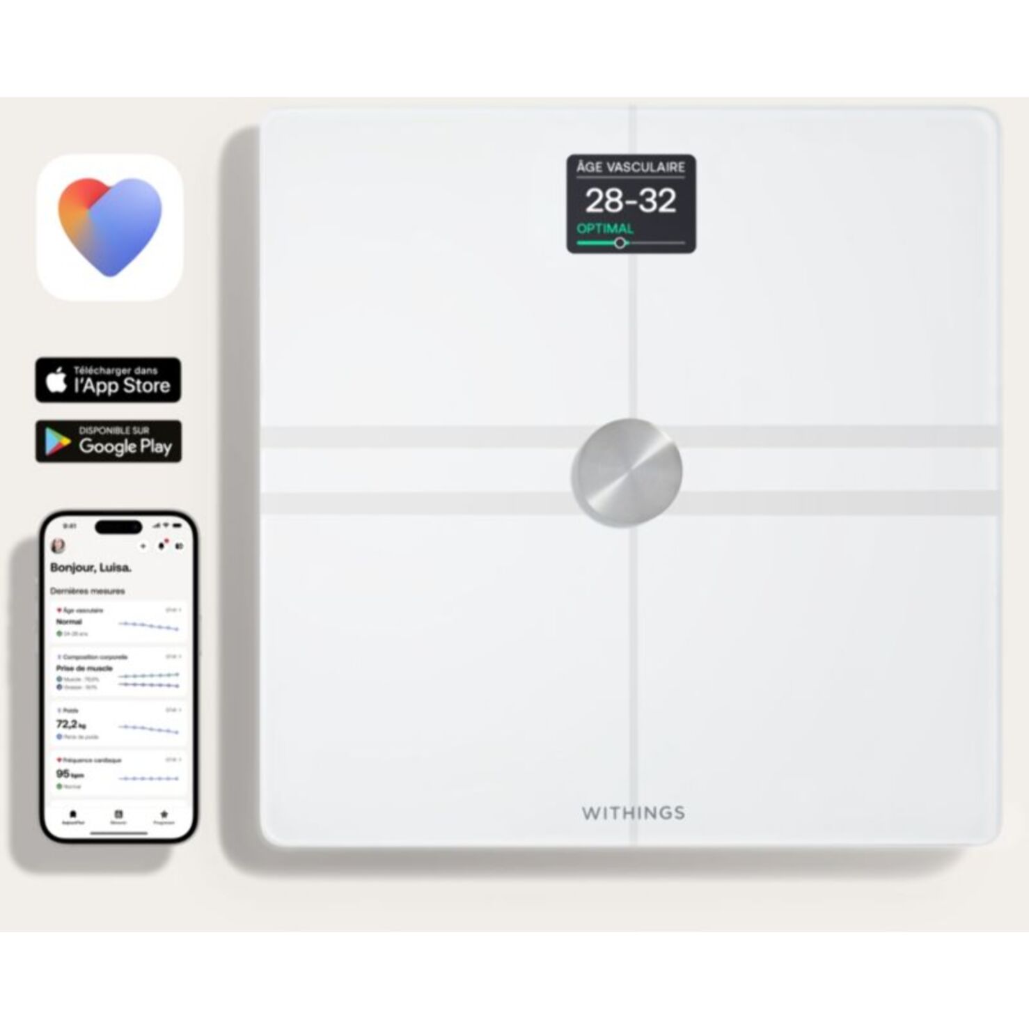 Pèse personne connecté WITHINGS Body Comp Blanc