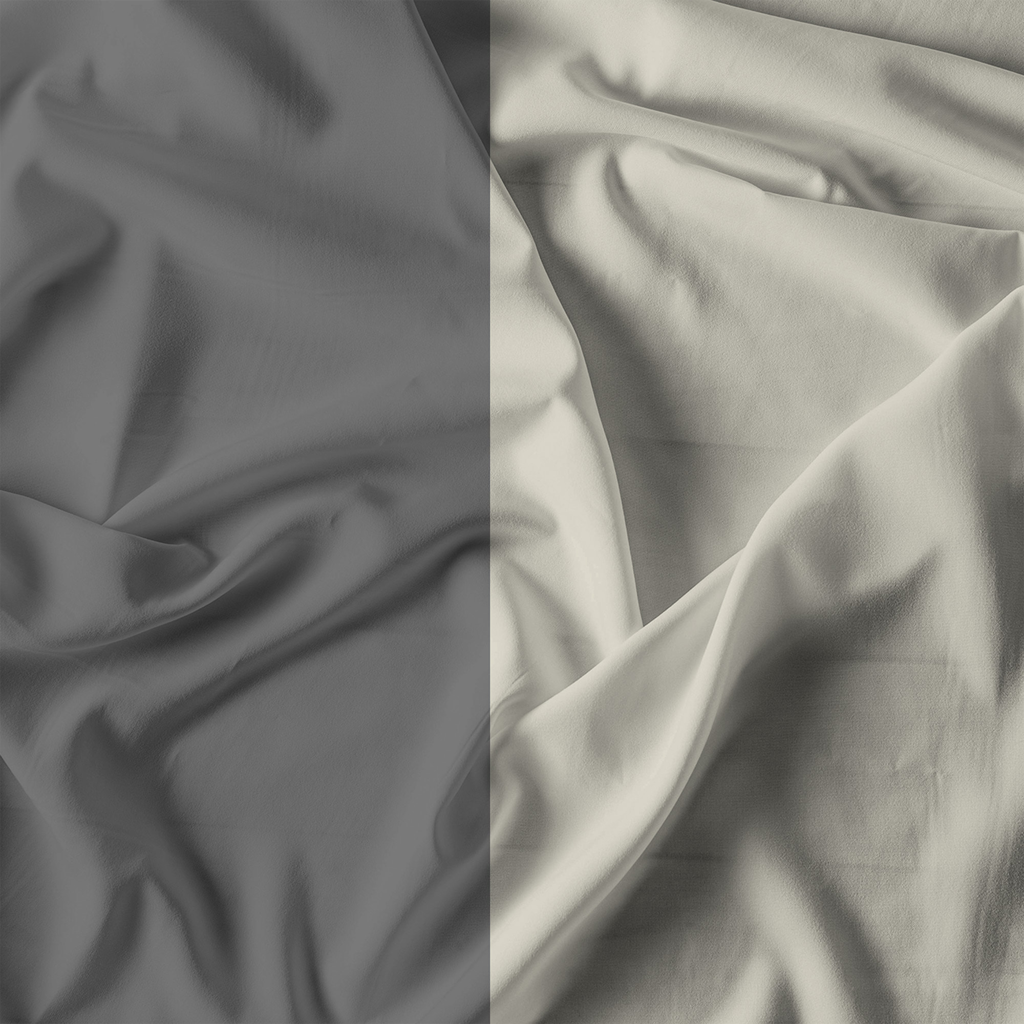 COMPLETO LETTO NATURAL COLOR, 100% Cotone, Made in Italy - FUMO/PANNA