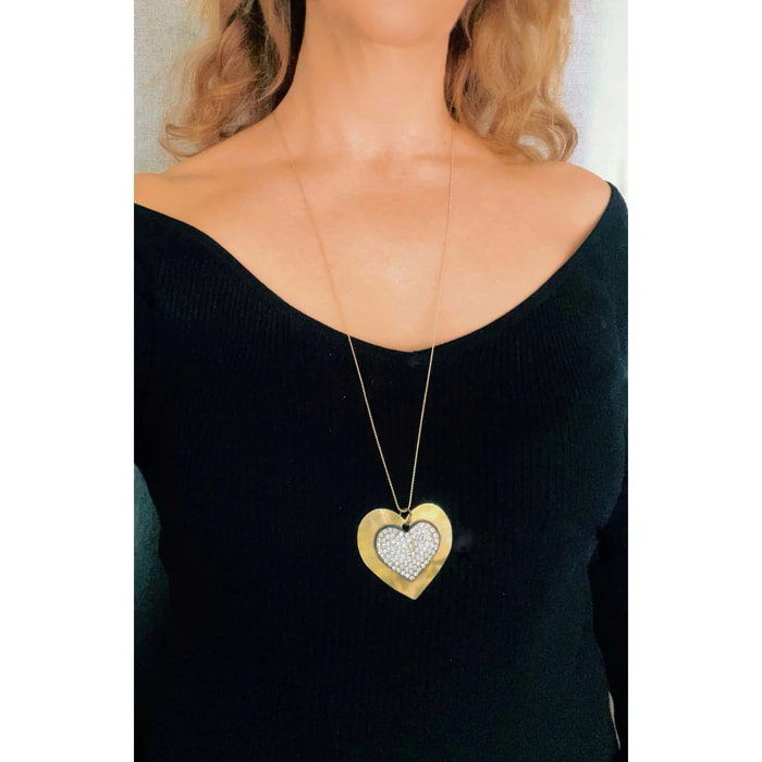 Collar largo Corazón en dorado Cristal SW