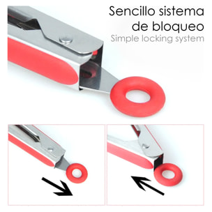 Pinza per Alimenti in Acciaio Inossidabile e Punta in Silicone Alimentare Senza BPA 23 cm. (9 Pollici)