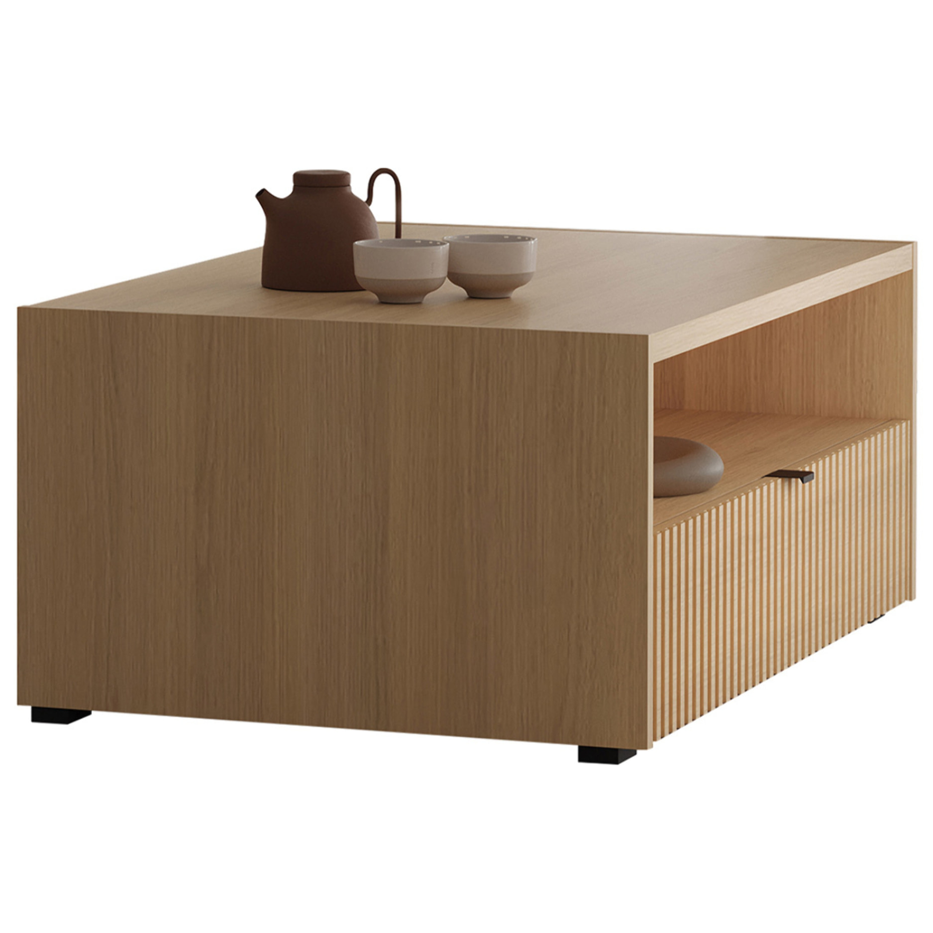 Judy - table basse 100 cm - effet bois - 1 tiroir et 1 niche - Bois