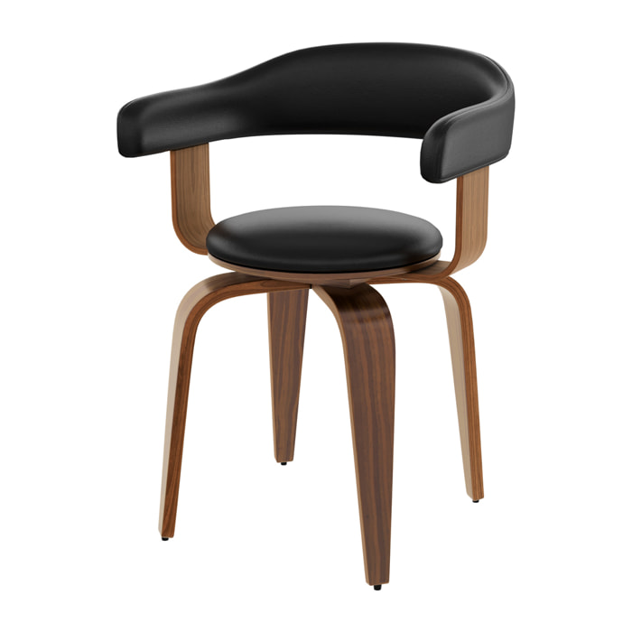 Chaise avec accoudoirs en cuir synthétique noir - Harold