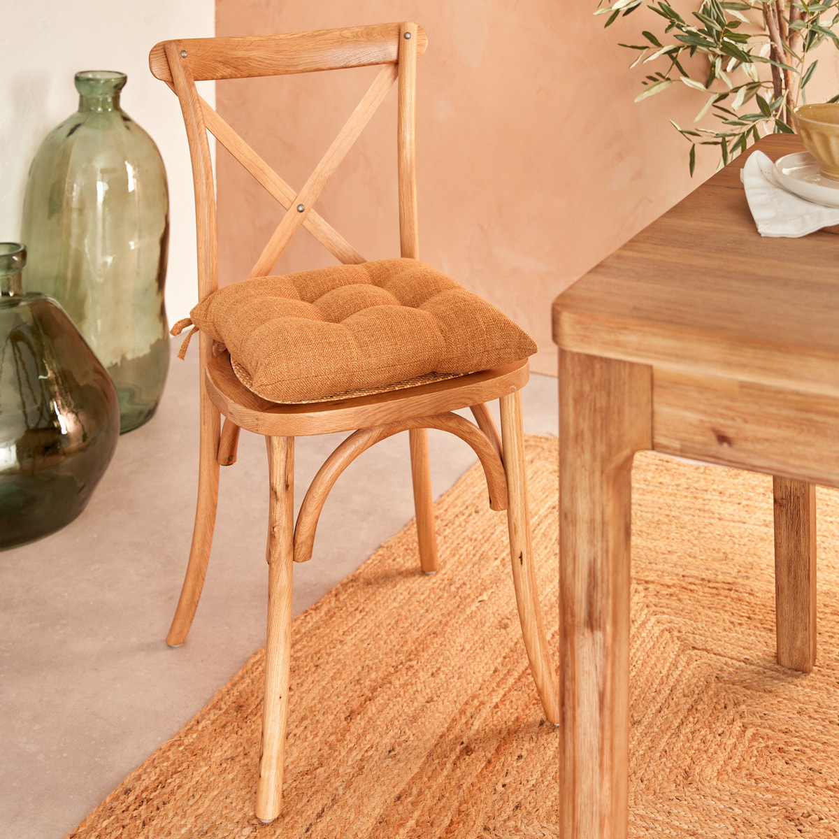 Galette de chaise "Clem" cannelle 38x38cm