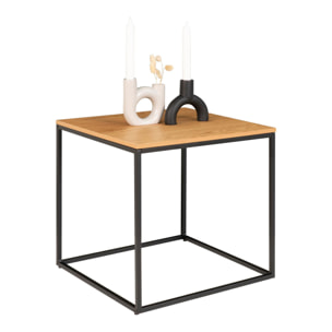 Tavolino d'appoggio Vita effetto rovere con struttura in acciaio nero, 45×45×45 cm
