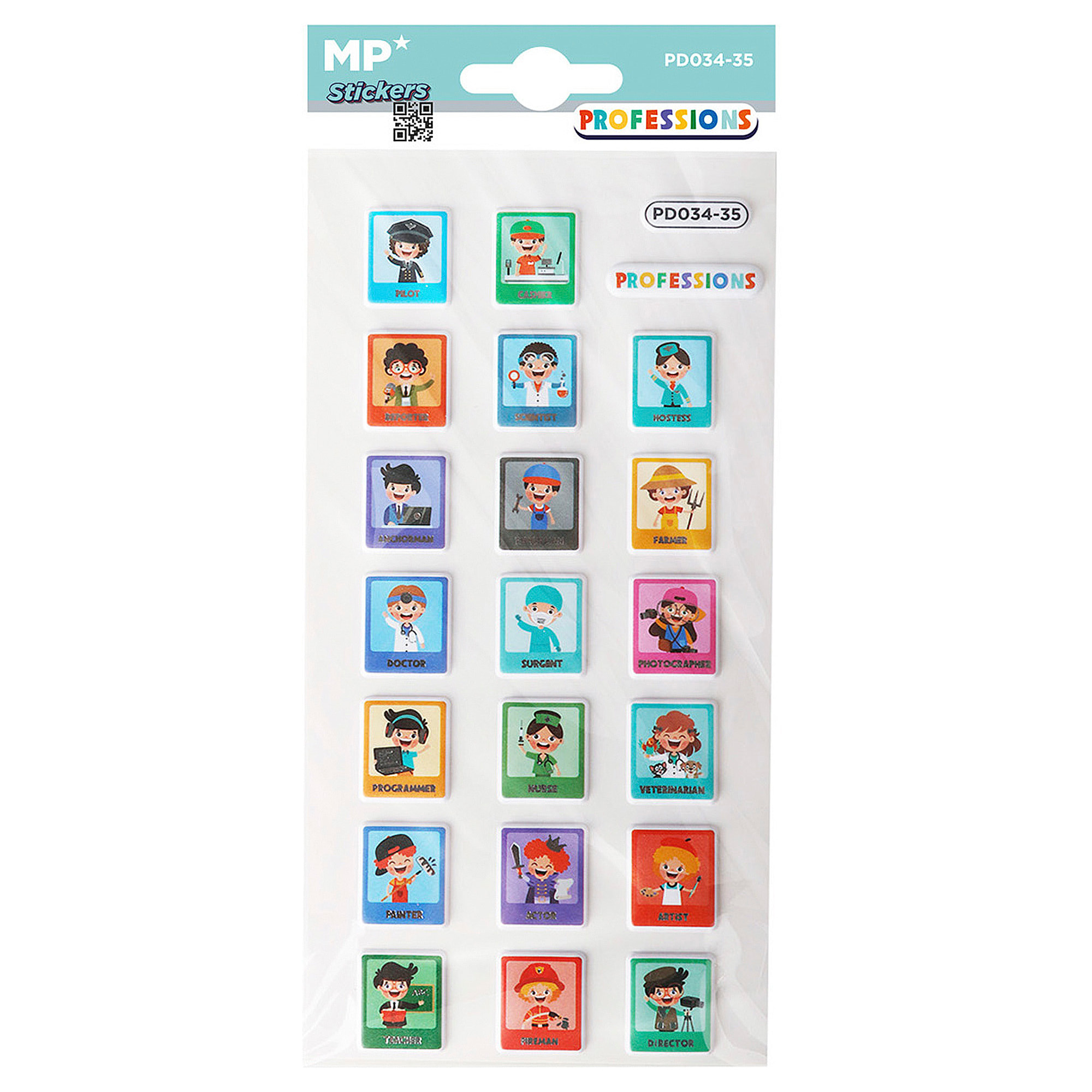 PACK 24 Uds. PEGATINAS STICKERS RELIEVE DISEÑO PROFESIONES