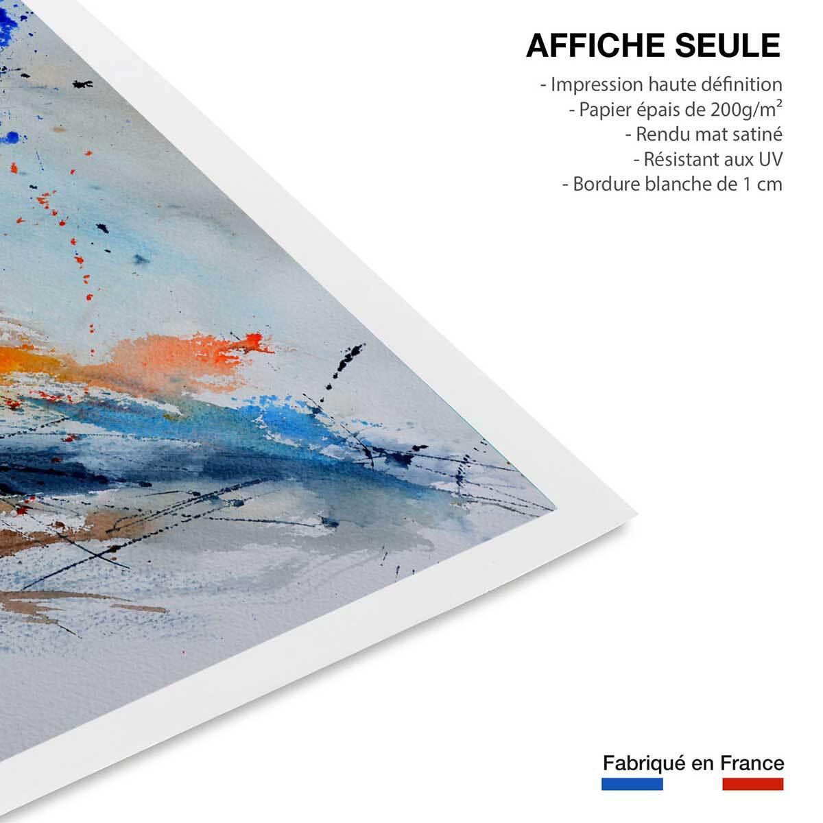 Affiche abstrait Pochoir et tâches d'encres Affiche seule