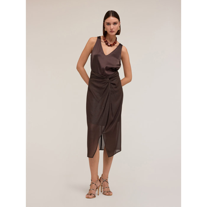 Motivi - Gonna pareo in georgette shiny - Marrone