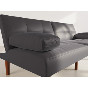 Philae - Canapé convertible clic-clac 2 places - en simili - Noir