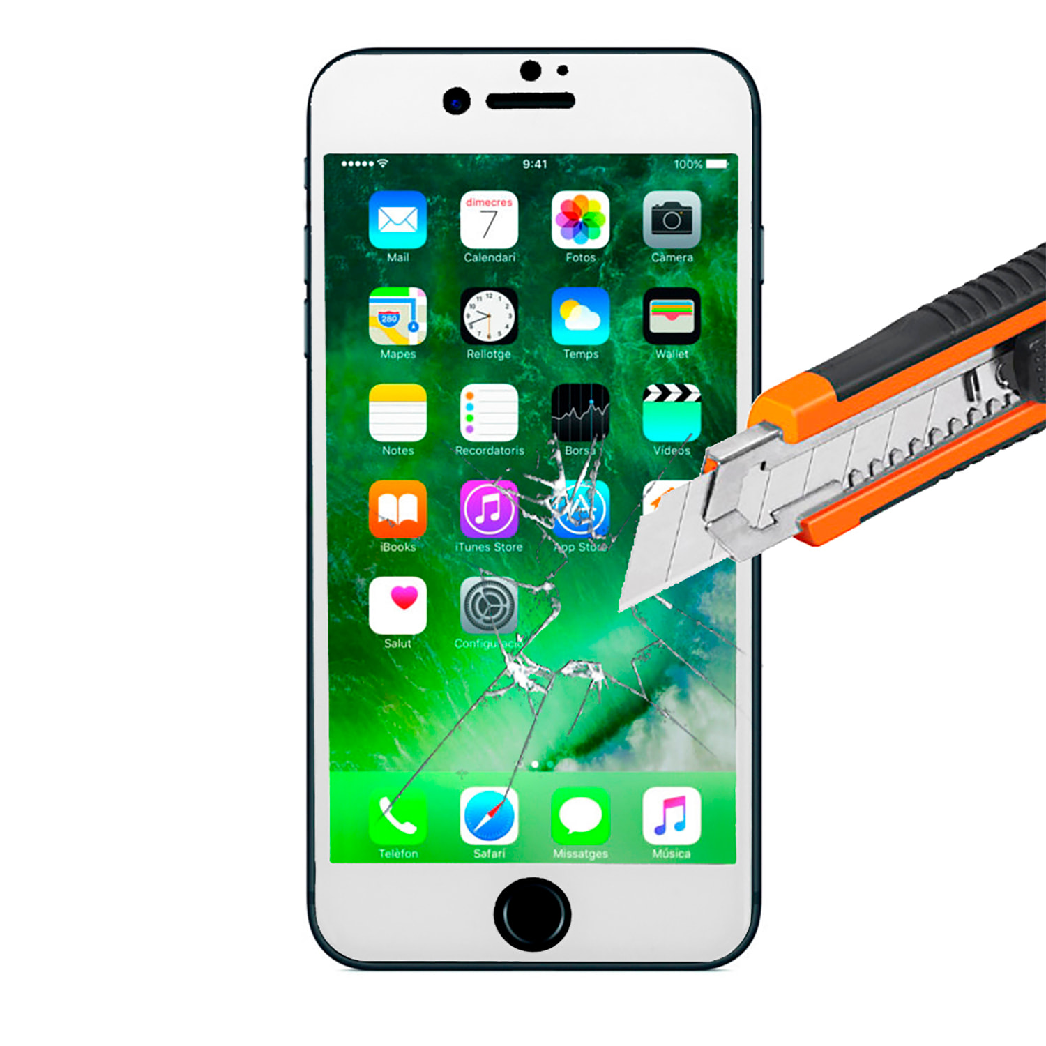 DAM VETRO TEMPERATO CON BORDI COLORATI IP7 PLUS / 8 PLUS 715 Cm. Colore bianco