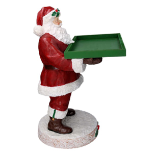 Babbo natale in resina con vassoio verde e rosso cm38x38h64