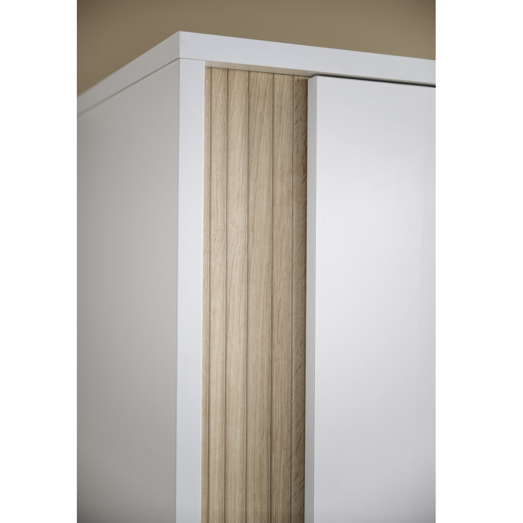 Armoire 1 porte détail imitation bois texturé et pieds bois