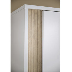 Armoire 1 porte détail imitation bois texturé et pieds bois