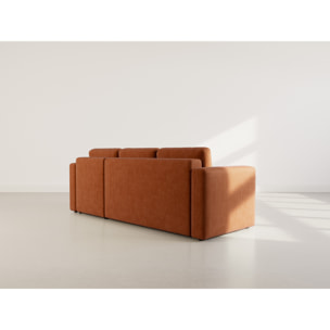 Canopy - canapé d'angle réversible 4 places convertible avec coffre en velours côtelé - Terracotta