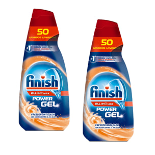 Finish All in 1 Max Anti Olor Gel Lavavajillas 100 lavados (2x50 dosis)