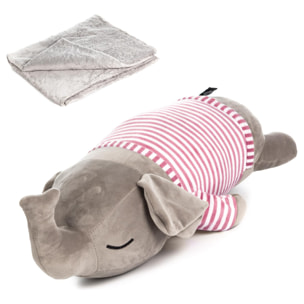 DAM Elefante de peluche con manta de 160x110. 55x19x29 Cm. Color: Gris Oscuro