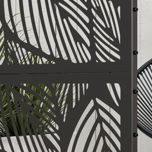 Panneau brise vue décoratif paravent extérieur motif végétal métal noir