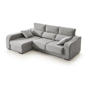 Sofá Chaiselongue Zafiro 3 Plazas Tela Antimanchas Izquierda Color Gris