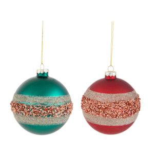 Sfera D.10 Cm con Decoro - Pezzi 4 - Colore:Multicolore - Bianchi Dino - -