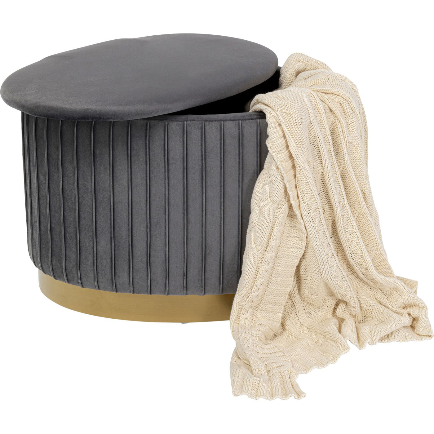 Tabouret-coffre Roma velours gris Kare Design