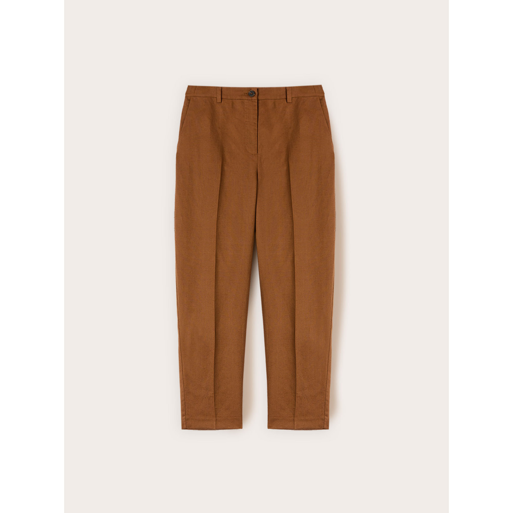 Motivi - Pantaloni regular in misto lino - Marrone