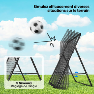 Filet de rebond football pliable réglable 5 angles - acier - 120x73x112cm - noir