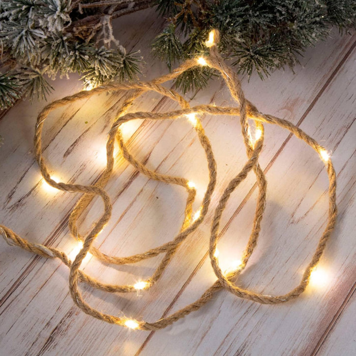 guirnalda de cuerda de 5m con 50 luces led blanco cálido