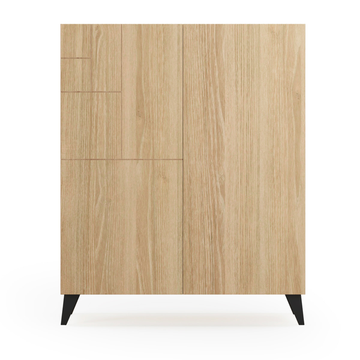 Zapatero Malmo melamina roble dorado patas negro 109x90x27 cm