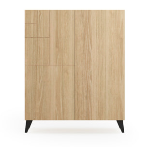 Zapatero Malmo melamina roble dorado patas negro 109x90x27 cm